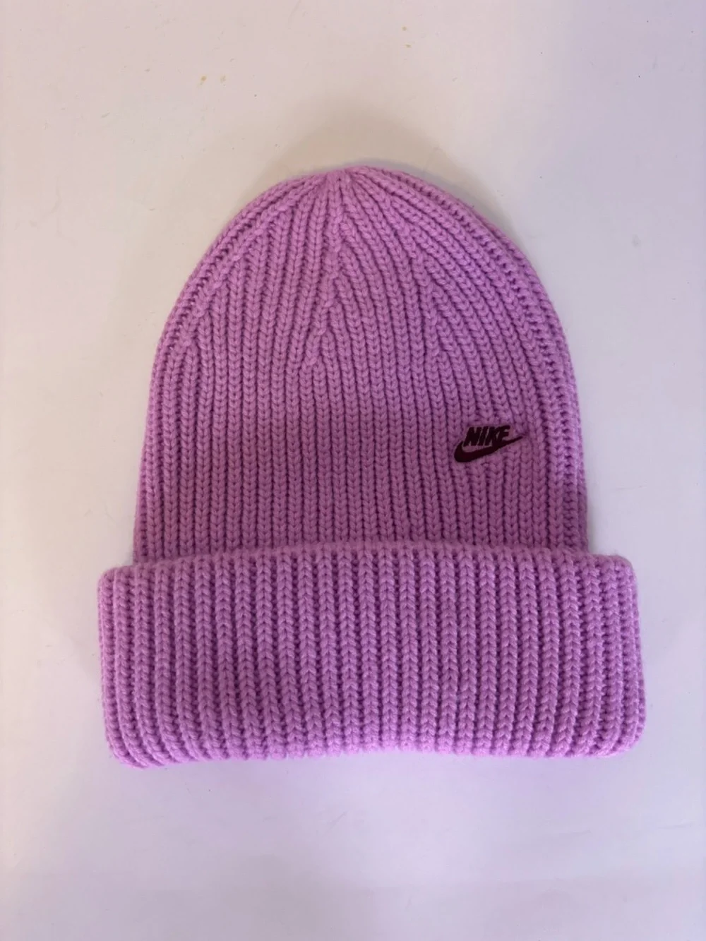 Nike Pinkish Purple Ribbed Knit Winter Beanie with Black Swoosh Tag Unisex